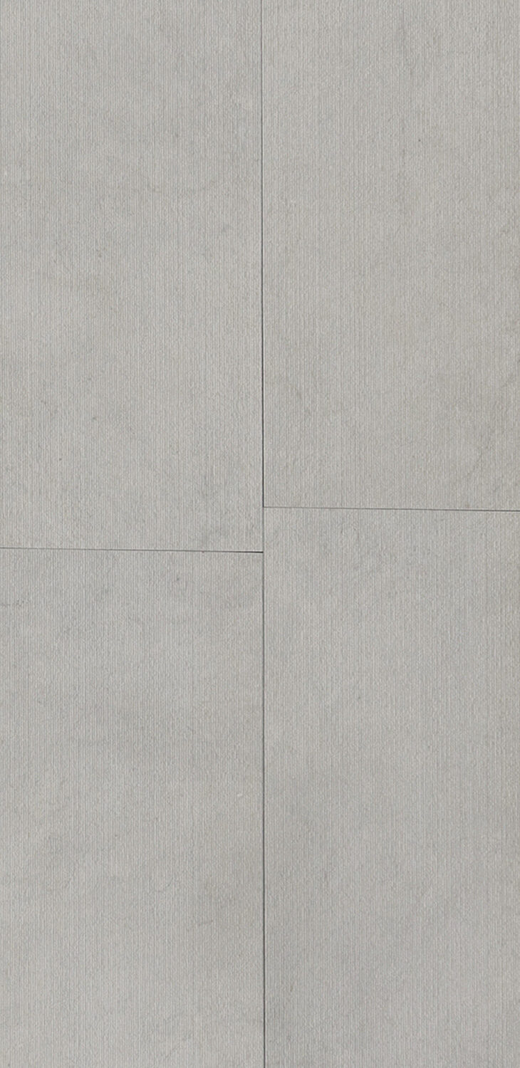 Four tiles in color Etheria Grey with a fine-grooved textured finish.