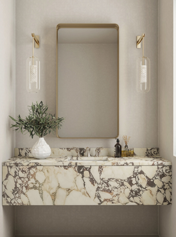 Calacatta Viola countertop in a bathroom